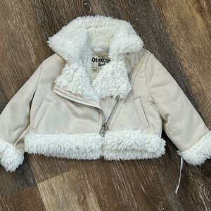 OshKosh B'gosh Kids Cream Puffer Jacket with Faux Fur Trim